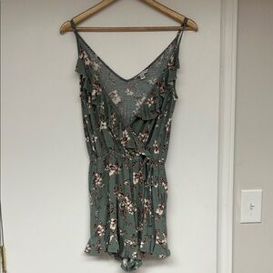 American Eagle Outfitters Sage Green Floral Romper